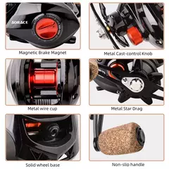 Carretel de pesca de arremesso carretel de metal 18 1bb 10kg 22lb relação - comprar online