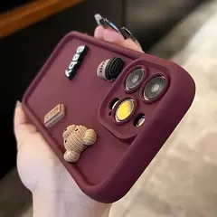 Bonito 3d urso café dos desenhos animados caso de silicone para iphone 15 12 11 - loja online