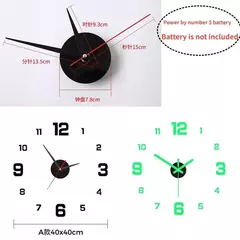 3d relógio de parede luminoso sem moldura acrílico diy relógio digital adesivo - comprar online