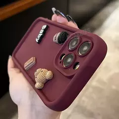 Bonito 3d urso café dos desenhos animados caso de silicone para iphone 15 12 11 - JMix Variedades