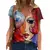 Camiseta feminina com decote em V estampada