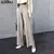 Imagem do Calça reta feminina casual com cordão, cintura alta solta