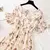 Vestido feminino de chiffon de manga curto com babados, decote v, cintura alta,