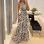 Maxi vestido tropical boho moda estampado halter sem costas - comprar online