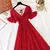 Vestido feminino de chiffon de manga curto com babados, decote v, cintura alta, - comprar online