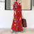 Zanzea-Elegante vestido de camisa estampada feminina, vestido casual, manga comp - comprar online