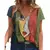 Camiseta feminina com decote em V estampada na internet