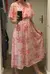 Vestido feminino de chiffon de manga curto com babados, decote v, cintura alta,