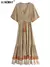 Vestido maxi com estampa floral vintage feminino, decote em V - comprar online