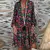Vestido com estampa floral feminino manga comprida gola V - Donne50.online