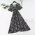 Vestido feminino de chiffon de manga curto com babados, decote v, cintura alta,
