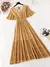 Vestido feminino de chiffon de manga curto com babados, decote v, cintura alta,