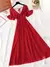 Vestido feminino de chiffon de manga curto com babados, decote v, cintura alta, - loja online