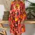 Vestido com estampa floral feminino manga comprida gola V - comprar online