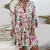 Vestido com estampa floral feminino manga comprida gola V
