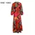 Feminino chique decote em v profundo geo print babados bainha manga longa lanter na internet