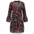 Vestido com estampa floral feminino manga comprida gola V