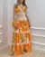 Maxi vestido- Impressão floral contraste laço split hem - loja online