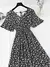 Imagem do Vestido feminino de chiffon de manga curto com babados, decote v, cintura alta,