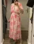 Vestido feminino de chiffon de manga curto com babados, decote v, cintura alta, - comprar online