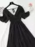Vestido feminino de chiffon de manga curto com babados, decote v, cintura alta,