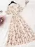 Vestido feminino de chiffon de manga curto com babados, decote v, cintura alta, - comprar online