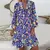 Vestido com estampa floral feminino manga comprida gola V - loja online