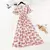Vestido feminino de chiffon de manga curto com babados, decote v, cintura alta, - Donne50.online
