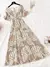 Vestido feminino de chiffon de manga curto com babados, decote v, cintura alta, - comprar online