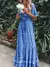 Imagem do Vestido maxi com estampa floral vintage feminino, decote em V