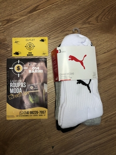 Meia Esportiva Cano Medio Kit 3 pares mescla Puma