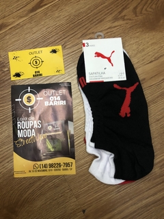 Meia Sapatilha cano curto mescla vermelha Kit 3 pares Puma