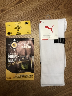 Meia esportiva cano longo Puma escrita