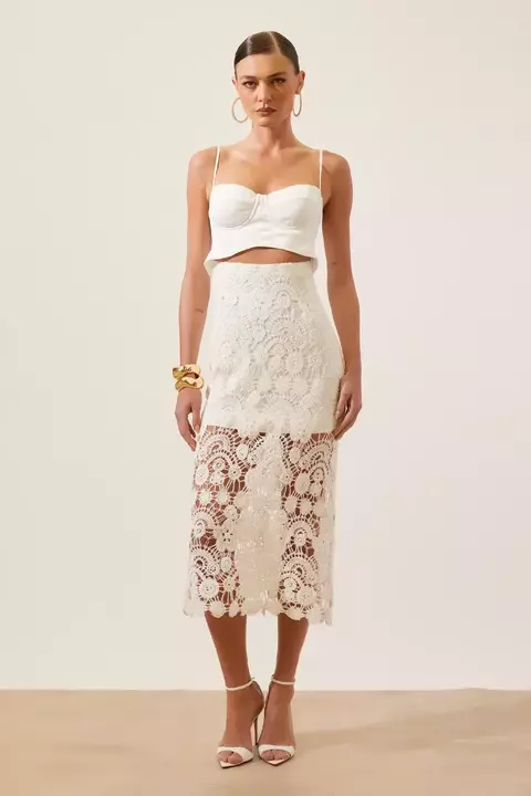VESTIDO HIT MIDI BORDADO YNGRID OFF-WHITE