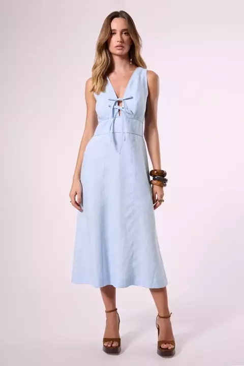 VESTIDO HIT MIDI 100% LINHO MAYA