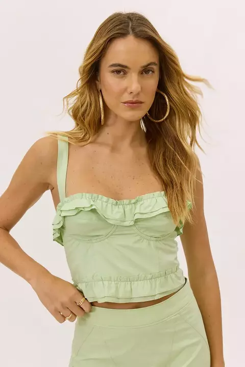 CROPPED HIT ALGODAO ESITLO CORSET BABADOS DUPLO NARA