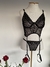 Conjunto de Lingerir Com Cinta Liga Petalas - PRETO - comprar online