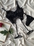 Conjunto de Lingerir Com Cinta Liga Petalas - PRETO - comprar online