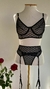 Conjunto de Lingerie Com Cinta Liga em Tule Preto - Promessas - comprar online