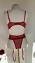 Conjunto de Lingerie Com Cinta Liga em Tule Vermelho - Promessas na internet
