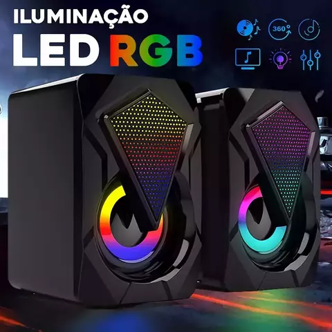 Caixa De Som Hoopson, 6W Rms, RGB, Preto - Cx-pc021led