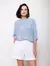 Blusa de Algodão com Detalhes em Ponto Pipoca Azul | 11963