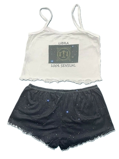 Pijama Feminino Cropped Blogueira Signos regata e shorts - loja online