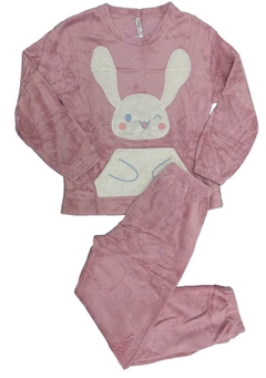 Pijama de Inverno Coelho com bolso tecido tipo pelúcia