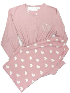 PIJAMA BASICO MALHA ML CALÇA CORAÇÃO na internet