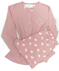 PIJAMA BASICO MALHA ML CALÇA CORAÇÃO - DREAM NIGTH X PIJAMAS LTDA