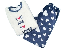 PIJAMA PLUSH PELUCIA CORAÇÃO PUNHO - loja online