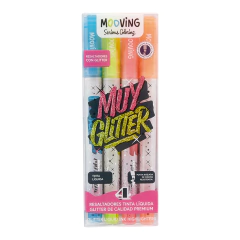 Resaltadores con glitter x4 - Mooving