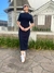 VESTIDO CANELADO MIDI PRETO
