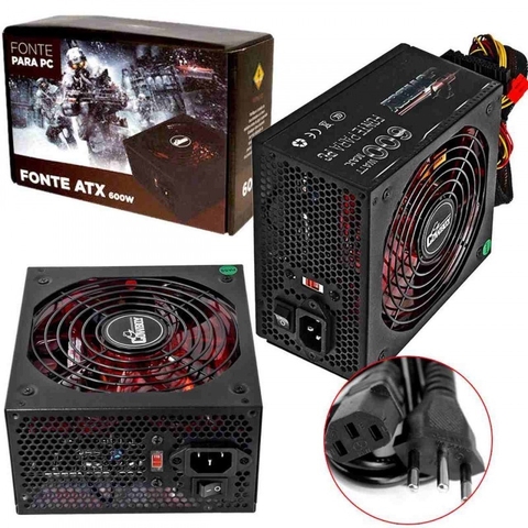 Fonte de alimentação para PC Knup Cowboy KP-535 600W preta 115V/230V